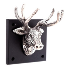 Stag Head On Wooden Base Wall Mounted Home Decor