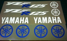   REFLECTIVE WHITE & REFLECTIVE BLUE YAMAHA YZF-R125    VINYL DECAL STICKERS  