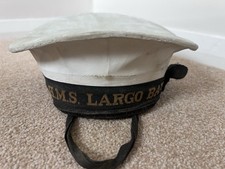 Royal Navy Sailor’s Cap HMS Largo Bay White Top c1943 WWII Era
