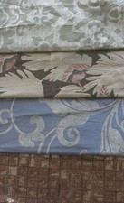 set of 4 Silk Upholstery Fabric Sample Remnants 24" x 24"  Variety pack of 4