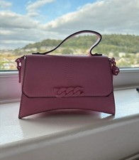 Primark Women's Small Handbag Pink, Canvas Strap, Detachable, Button Closure