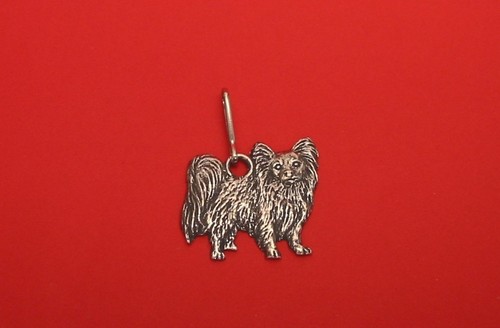 Papillon dog pewter zipper - dog,