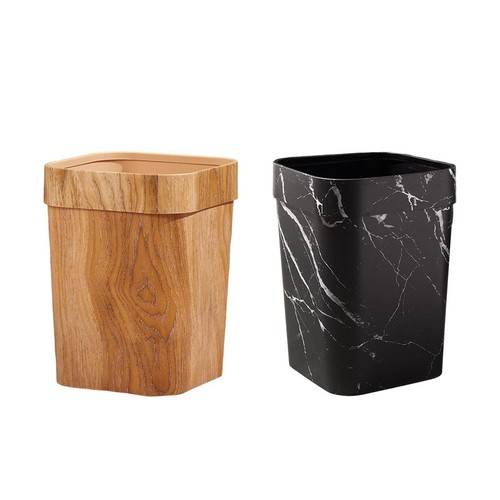 Wood grain trash can - wood,