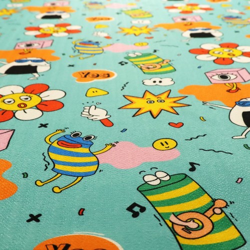 Playful blue upholstery fabric - blue,