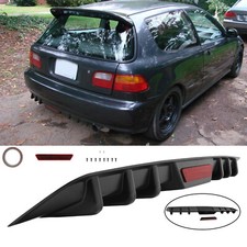 Gloss Black Rear Bumper Diffuser Spoiler Lip Kit For Honda Civic EG EK Hatchback