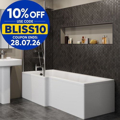 Shaped shower bath - bath, lh/rh