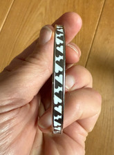 Hermes Bangle Bracelet Cartes a Jouer Printed Enamel Thin Type White & Silver