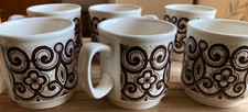 Biltons pottery, six vintage mugs, Celtic rose pattern