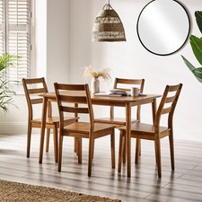 Lynton Small Walnut Colour Wooden Farmhouse Dining Table & 4 Wood Dining Chairs