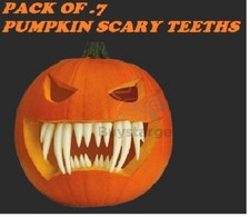 Pumpkin Teeth Halloween Decoration 7 In Pack Reusable Screw Spooky Fangs Kids
