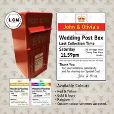 Personalised Royal Mail Post Box Wedding Sign/Insert Custom Colours & Sizes