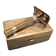 1915 Gillette Silver Single Ring Vintage Safety Razor Set in Case - Made in USA