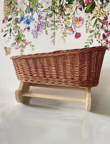 Wicker dolls cradle - dolls, cradle,