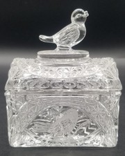 Hofbauer Crystal Byrdes Collection Jewelry Box Trinket Chest Domed Vanity