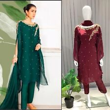 pakistani designer Party Wear stitched Chiffon Embroidery Cape Punjabi Suits