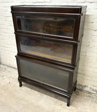 Antique Oak Globe Wernicke 3 Tier Stacking Barristers Bookcase (Can Deliver)