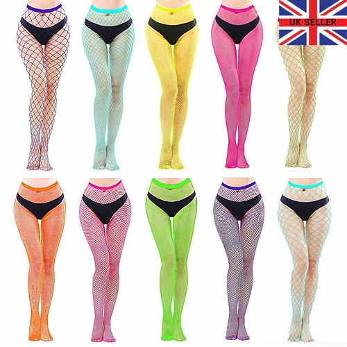 Neon coloured fishnet tights - neon,