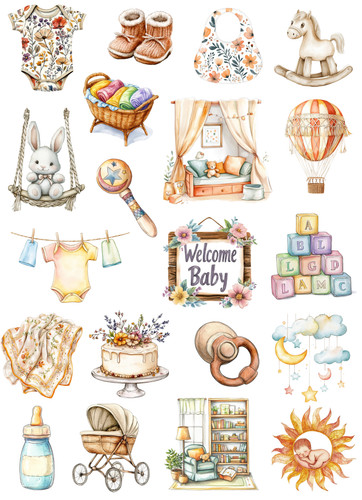 Neutral baby shower - baby, sticker