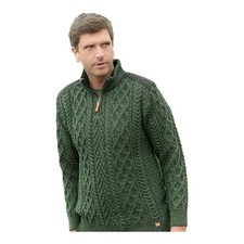 Mens Aran Sweater Green 100%