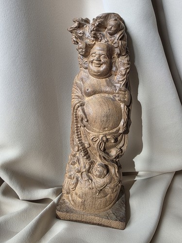 Hand carved wooden laughing - carved,