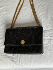 Authentic Chic Celine Frame Bag Crafted Two-Tone Leather with Gold Chain Strap