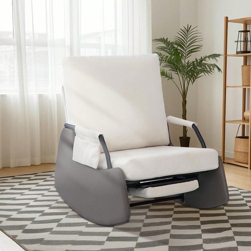 White corduroy nursery glider - white,