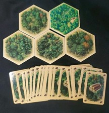 Settlers of Catan 5 Hex Tile 19 Card Forest Lumber Expansion Part Replacement