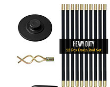 12 Piece Drain Rod Set 9m Plumbing Cleaning Unblock Drainage Worm Screw Plunger