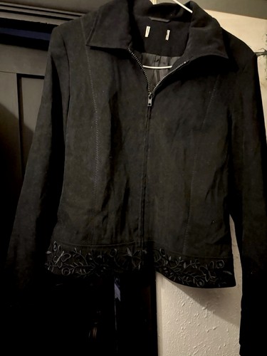 Womens black short - jacket, faux