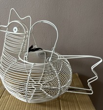 John Lewis & Partners Wire Chicken Egg Basket-Cream