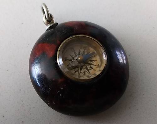 Antique serpentine compass fob - antique,