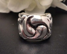 Chunky Sterling Silver Keeper Style Ring, Size U, Unusual Design, Hallmarked