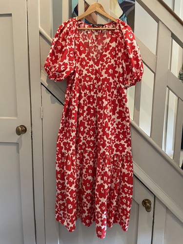 Zara red floral midi - zara,