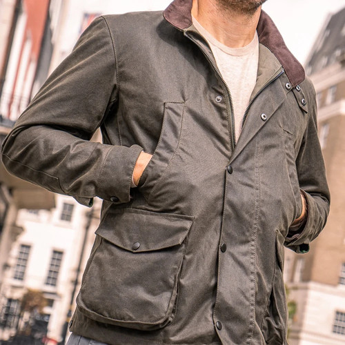 Olive wax jacket large - |, |