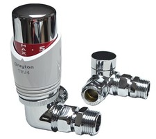 Corner Thermostatic Towel Rail Radiator Valve Drayton TRV4 Head and TC Body Pack