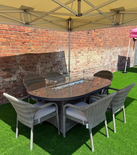 Grey rattan gas - grey, table