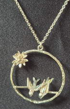 Alex Monroe sterling silver Mr & Mrs Bird Loop pendant & necklace NEW