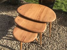 ERCOL BLONDE NEST PEBBLE TABLES BLUE LABEL  60s
