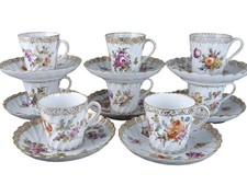 c1890 8 Dresden Demitasse Espresso Cups and Saucers Turkish Coffee