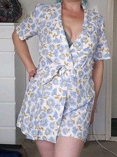 Zara jumpsuit Linen White Blue