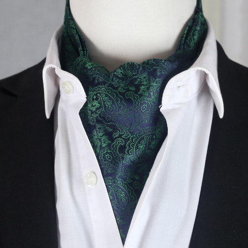 Green blue paisley ascot - green,
