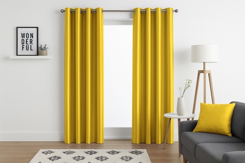 Faux silk curtains eyelet - silk,