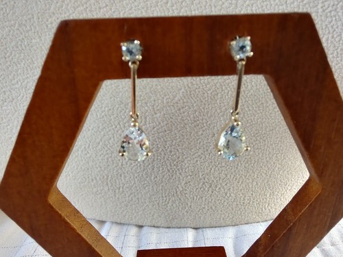 10ct gold aquamarine drop - gold,