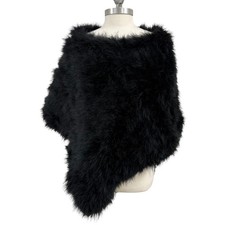 Lafayette 148 New York Black Ostrich Feather Style Capelet