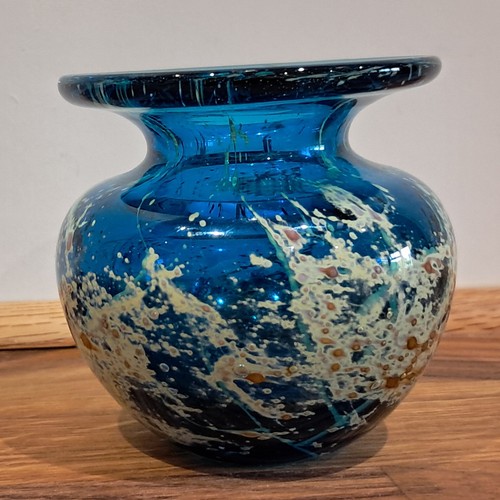 Mdina glass vase blue yellow - blue,