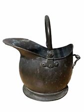 Vintage LARGE Heavy Copper Coal Scuttle Bucket Helmet Country House Verdigris