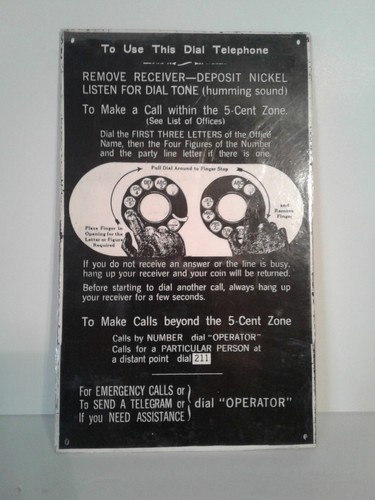 Vintage pay phone instructions - pay,