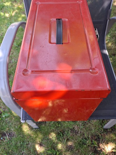 Red metal tool box - metal,