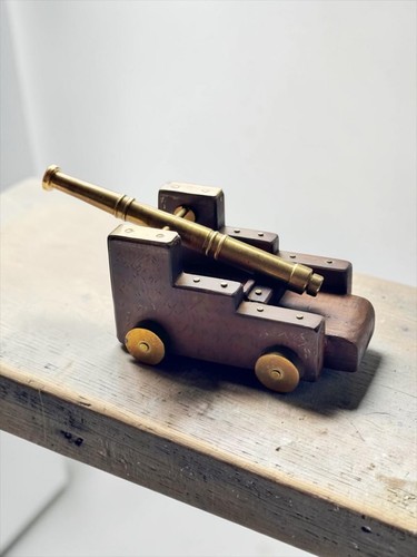 Vintage brass cannon - vintage, model