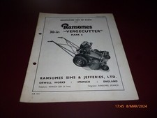 RANSOMES 30-IN VERGECUTTER MARK 6 LAWN MOWER LIST PARTS LEAFLET/PAMPHLET